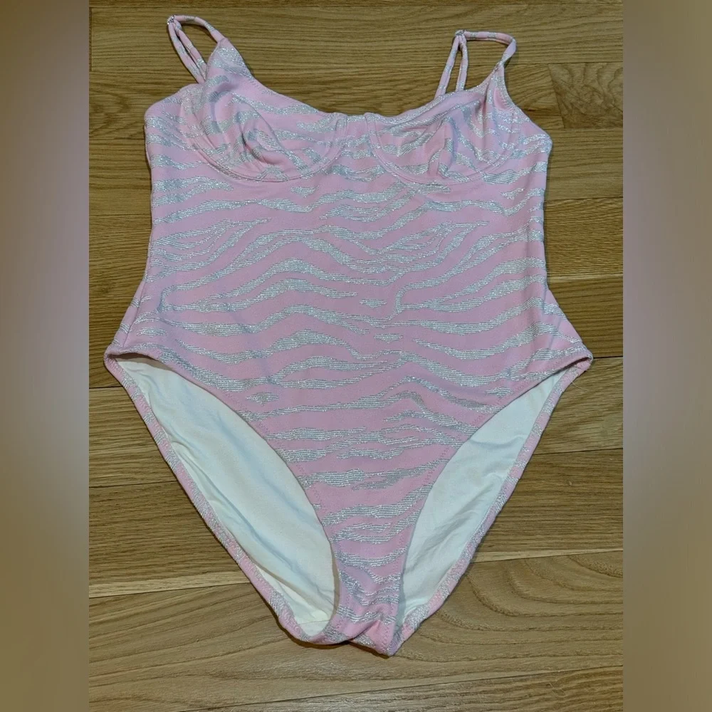 Solid & Striped Women's Pink Silver 'the Taylor' One-piece Swimsuit Sz Large